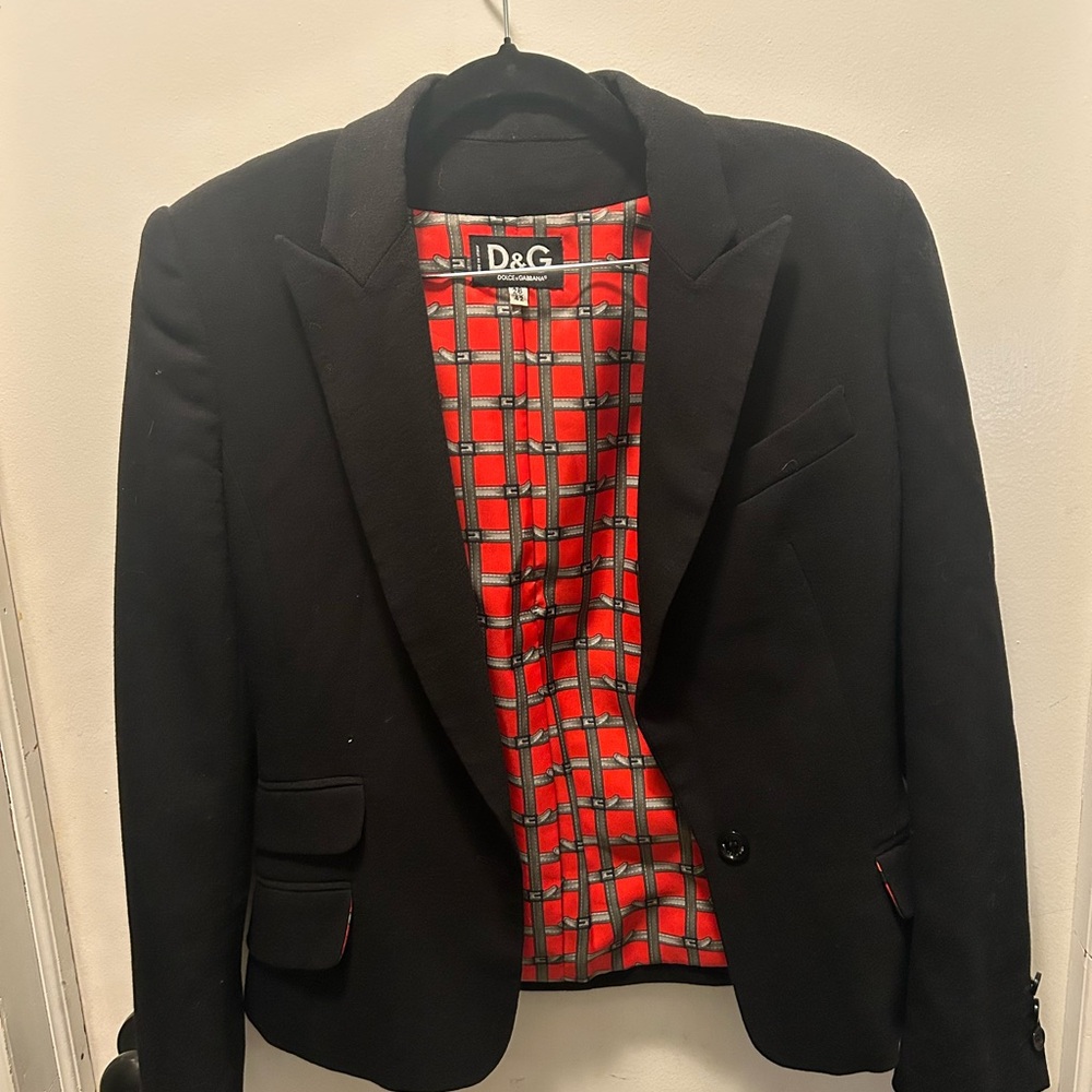 D&G Black Sport Coat with Red Lining